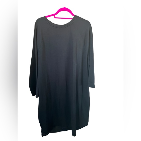 Cuddl Duds Comfortwear French Terry Wrap Over Lounge Dress Pockets Plus 3X Black - Picture 2 of 5